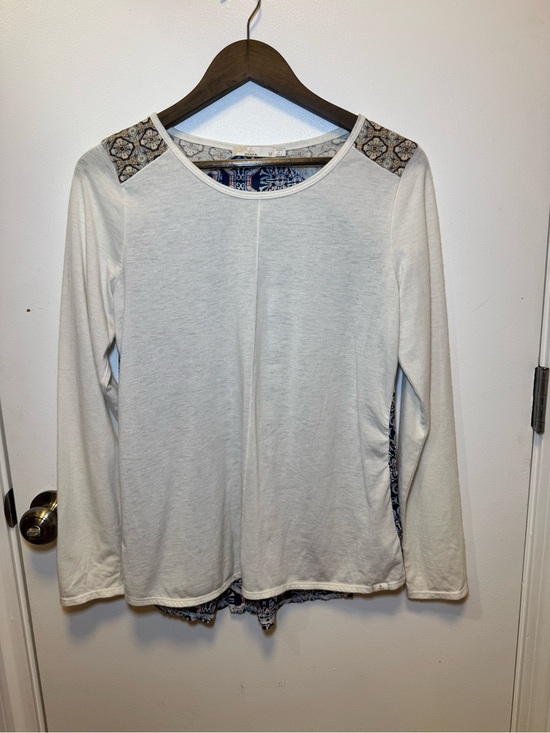 Prana Tops - Prana Cream Long-Sleeve Top with Printed Shoulder Accents
